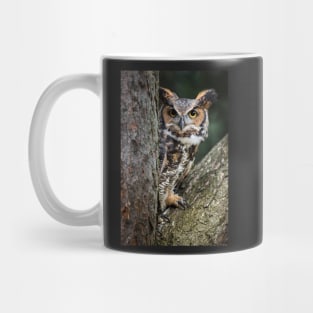 Great Horned Owl Peering Out Mug